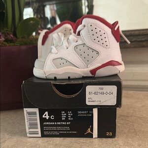 Air Jordan 6 Retro BT Kids Sneakers - White and Red